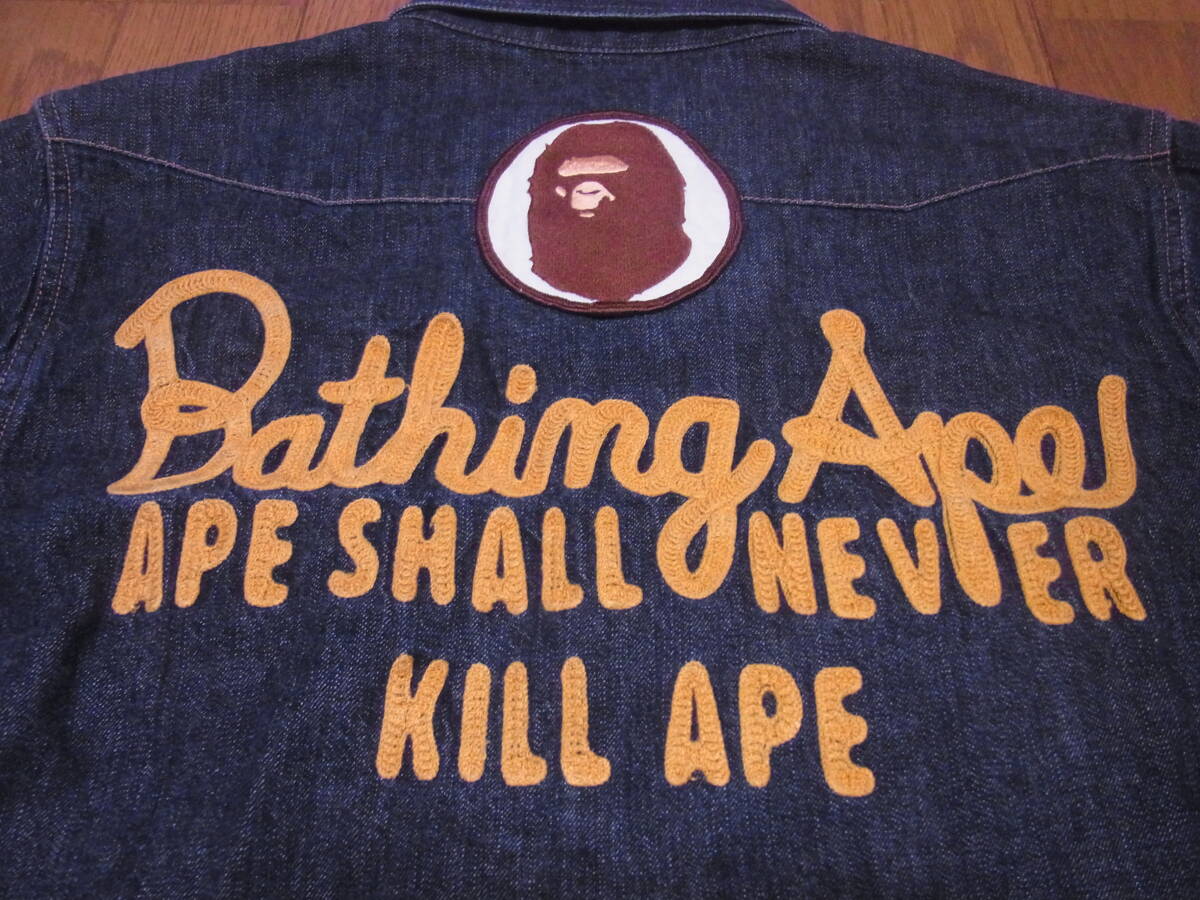245-18/ made in Japan /A BATHING APE/ A Bathing Ape / gorgeous embroidery / Champion Denim shirt /S
