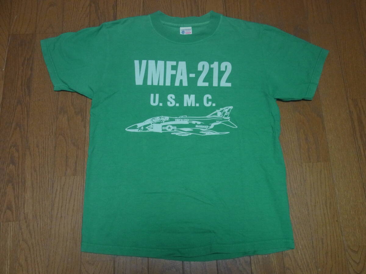 245-58/USA製/BUZZ RICKSON'S/バズリクソンズ/VMFA-212/U.S.M.C./PHANTOM Ⅱ/Tシャツ/S/グリーン_画像1