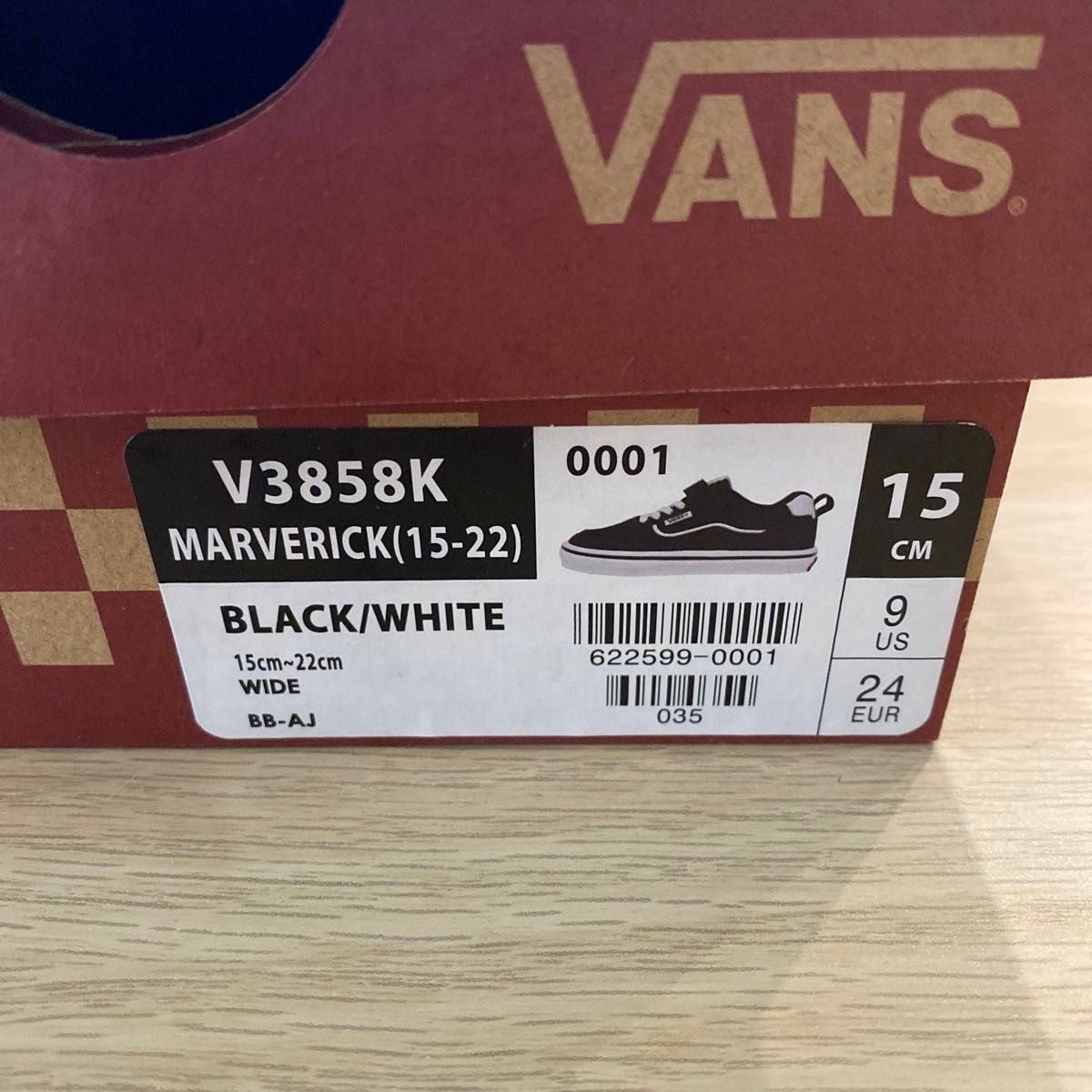 キッズ VANS ヴァンズ MARVERICK(15㎝) マーベリック V3858K BLACK/WHITE