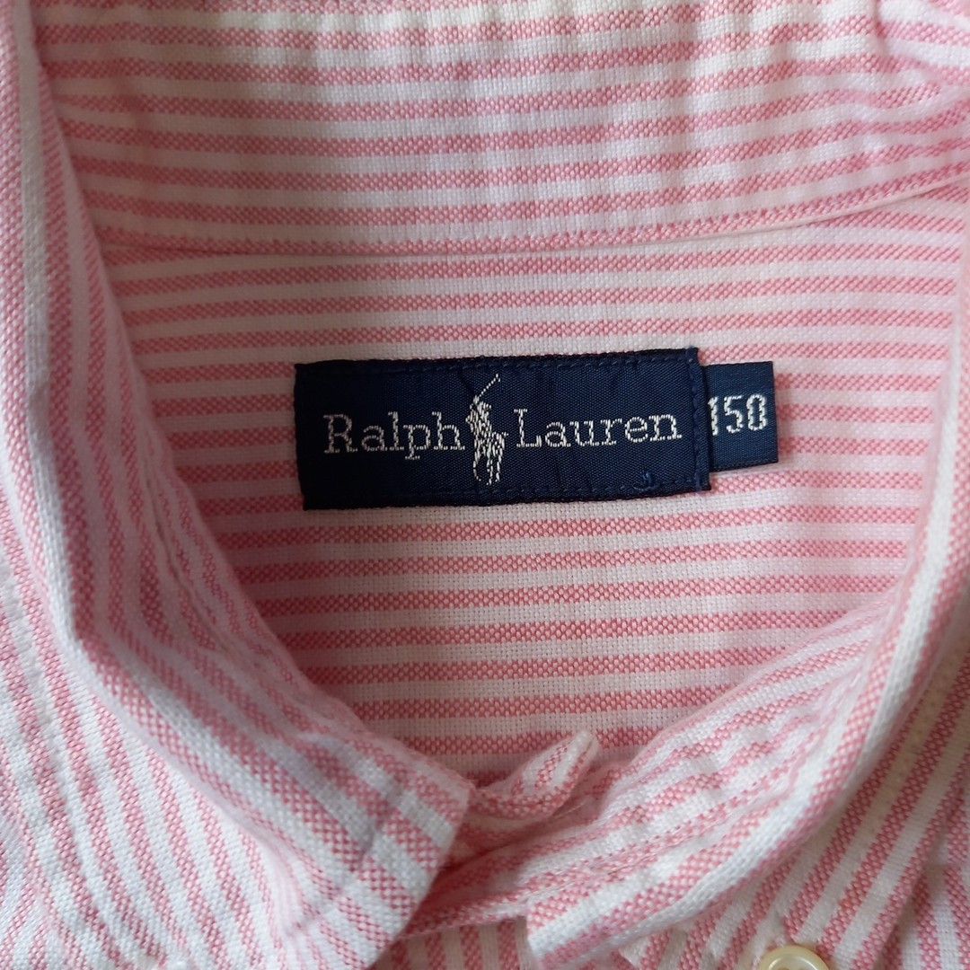 POLO RALPH LAUREN  ポロラルフローレン ストライプ ボタンダウン コットン 半袖シャツ キッズ 150サイズ