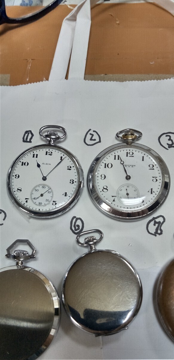 懐中時計 手巻き アンティーク WALTHAM SEIKO・エルジンCYMA・REKTIBS長期保管品保々パーツ取り・いくつかは動いてますが・ジャンク品扱いの画像3