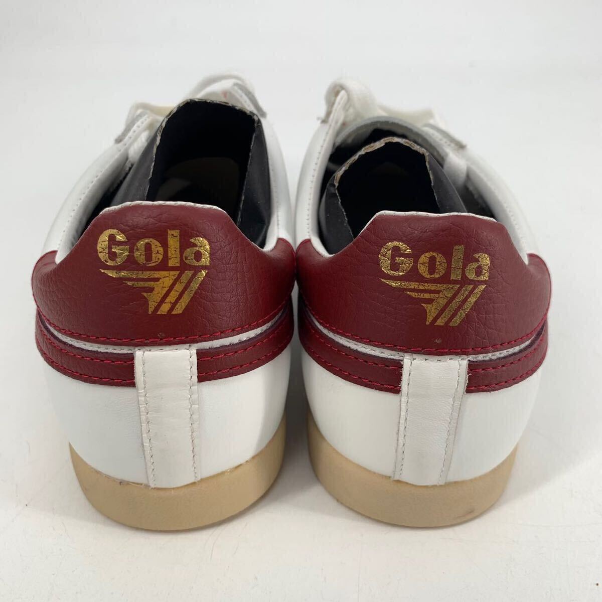 未使用 定価¥14,850ゴーラ/Gola レザー スニーカー/ローカット/ホワイト×レッド メンズ USA9/27_画像5