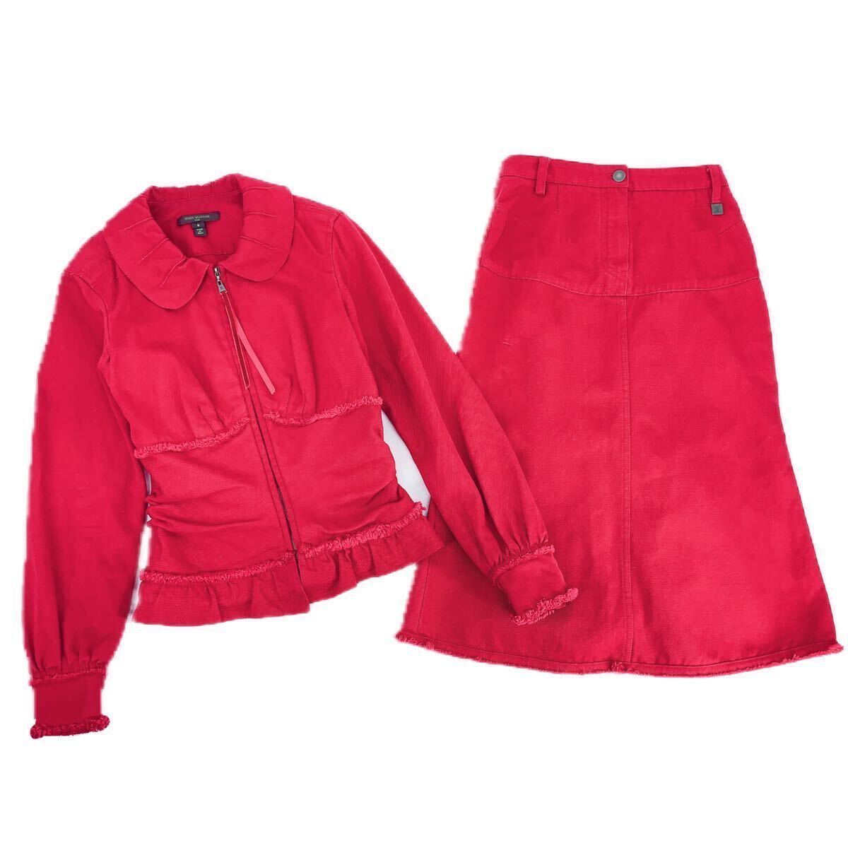 LOUIS VUITTON PARIS Louis Vuitton setup / suit / jacket / skirt LV Logo red lady's 