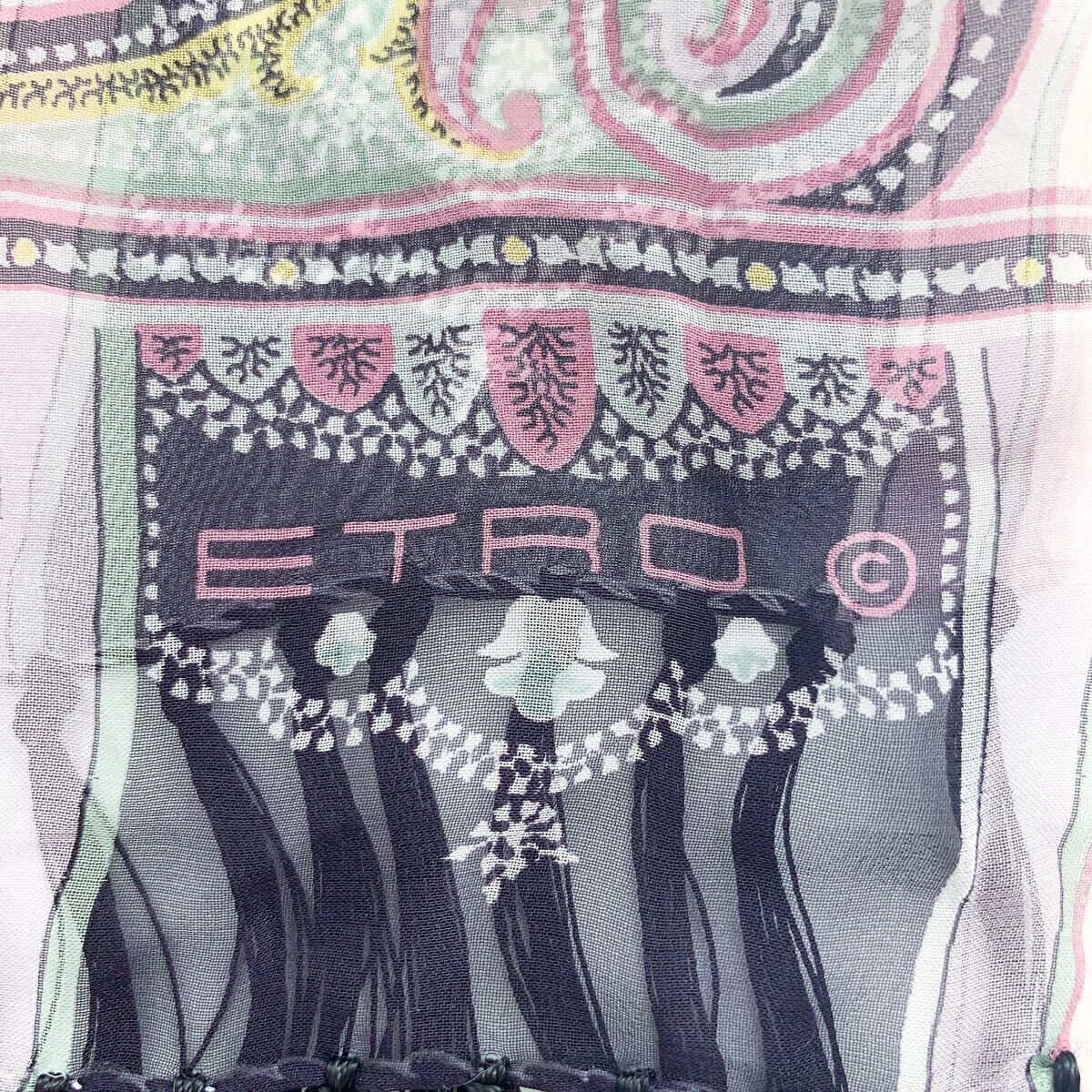  unused goods tag attaching ETRO Etro stole scarf silk fringe 