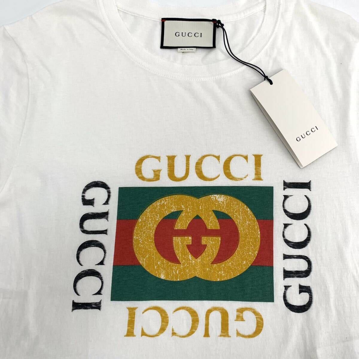 未使用 タグ 箱付き GUCCI グッチ インターロッキングG Tシャツ ロゴ ホワイト _画像3