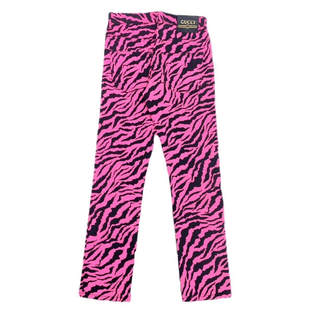  ultimate beautiful goods GUCCI Gucci Denim pants skinny bi bit pink colorful animal pattern 