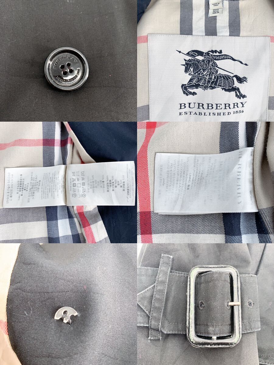 BURBERRY バーバリー トレンチコート ブラック コート ベルト 裏地チェックの画像6