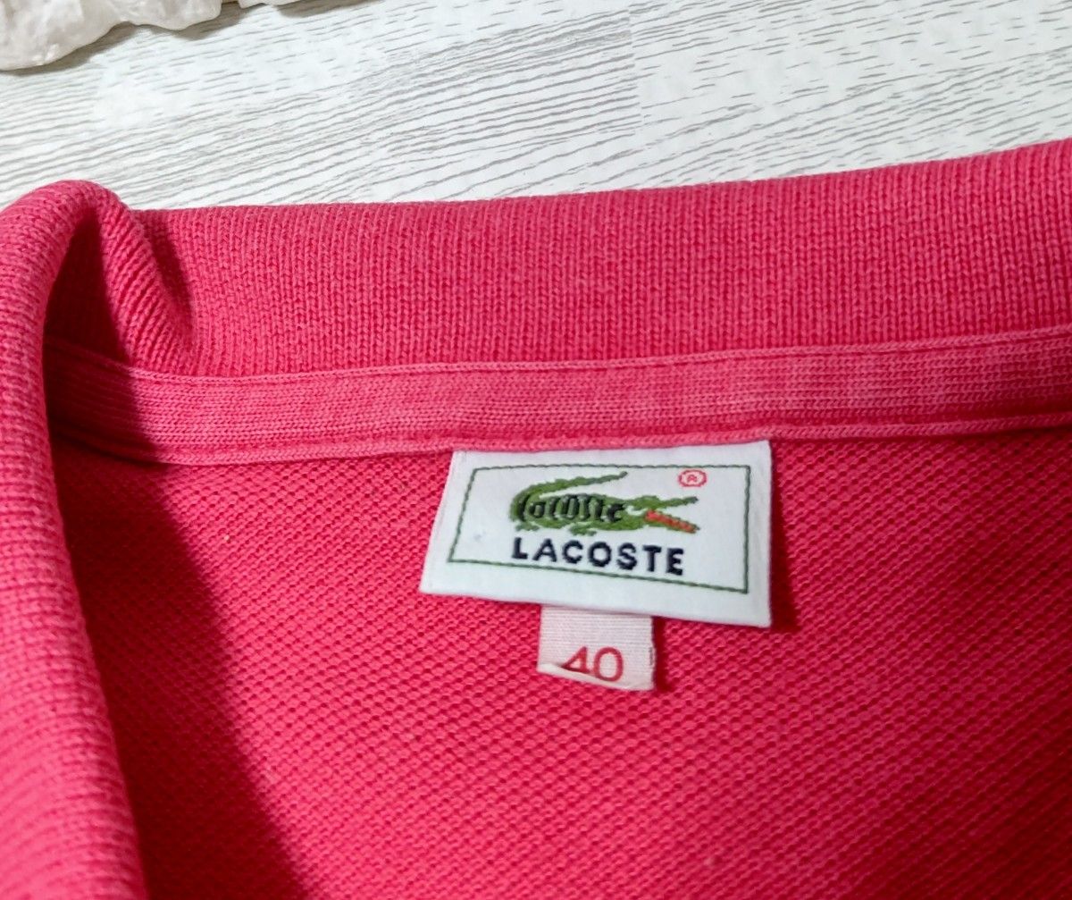 LACOSTE ラコステ/ ワンポイントロゴ入り 半袖ポロシャツ    ゴルフ ポロシャツ/ピンク/レディース40