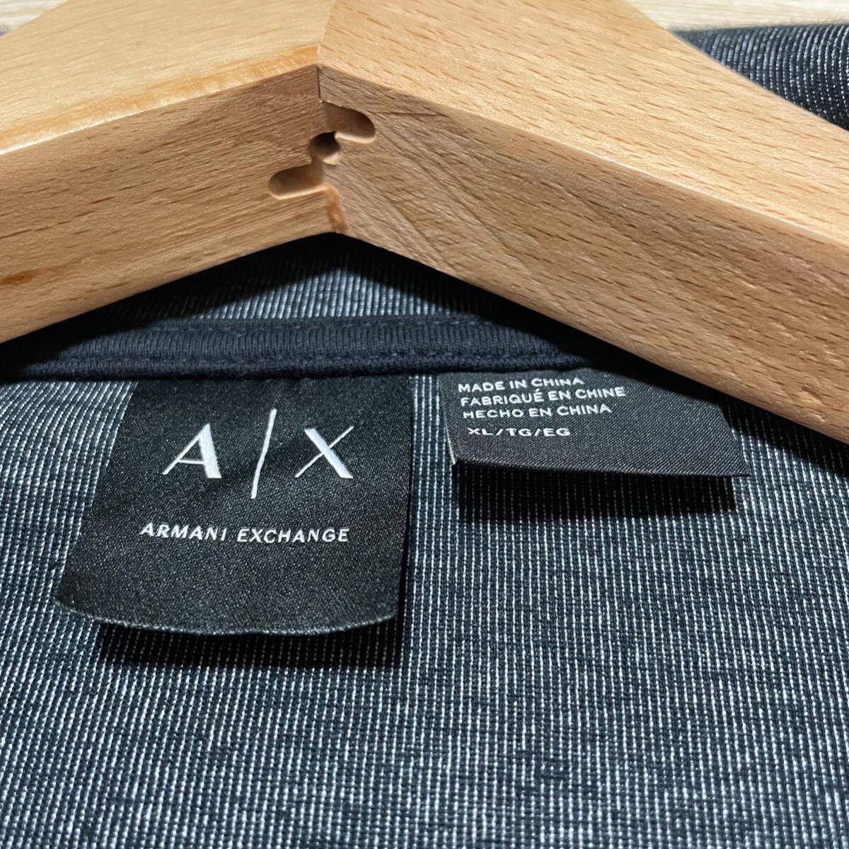 極美品 XL アルマーニエクスチェンジ トラックジャケット ジャージ グレー ブラック ストレッチ ARMANI EXCHANGE ロゴ ジップアップ の画像7