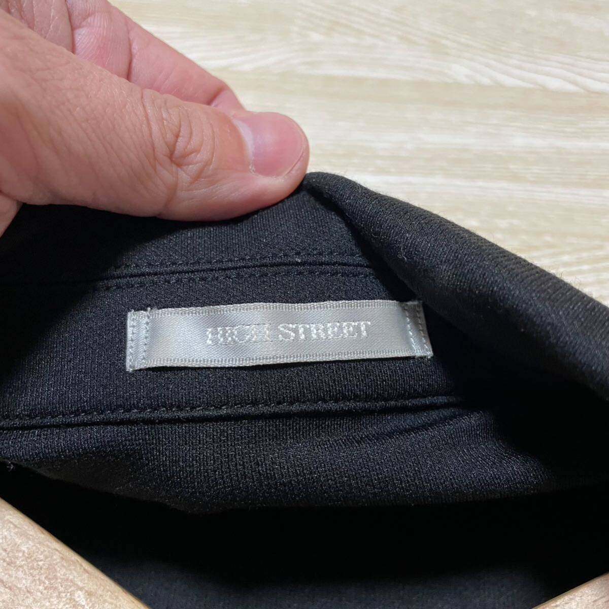 美品 XL HIGH STREET テーラードジャケット 2B ブラック 黒 アンコン ショールカラー 春夏 薄手 ニットテーラード ストレッチの画像7