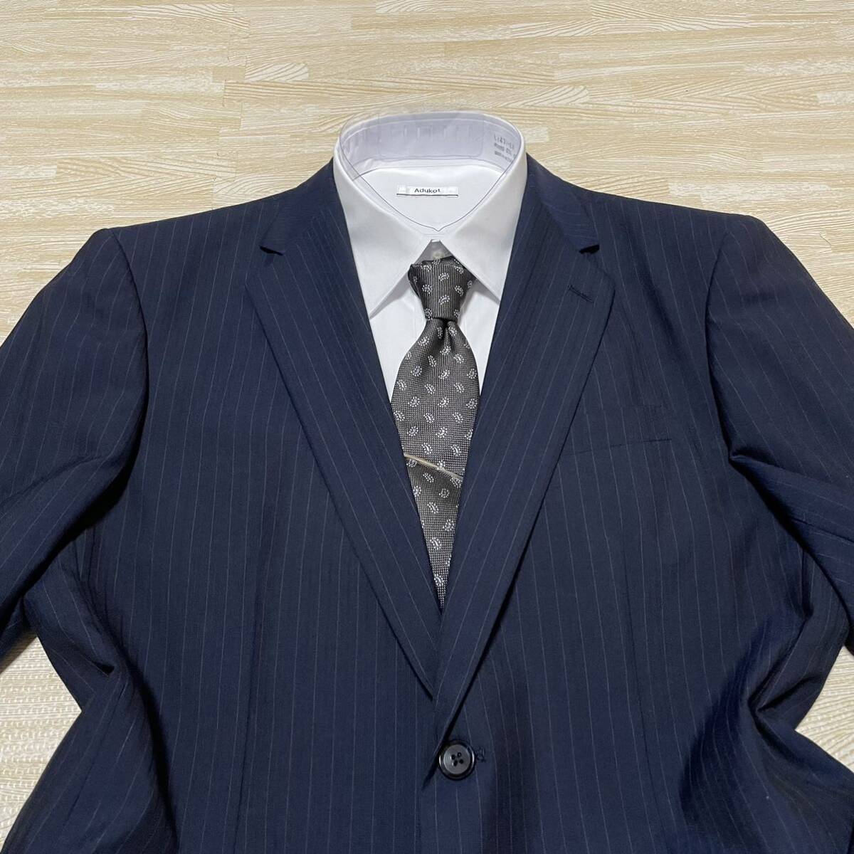  ultimate beautiful goods AB7(XL) Legman single suit navy navy blue pinstripe 2B setup unlined in the back through year have on possible blue large size 