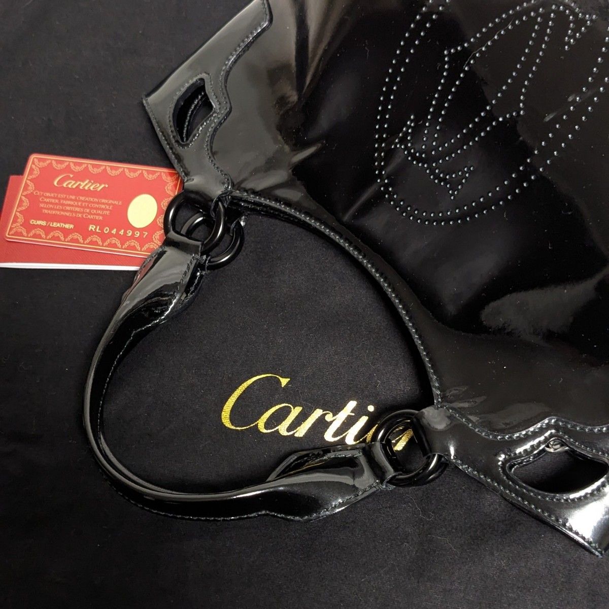 カルティエ ハンドバッグ マルチェロ マストライン エナメル パンチング Cartier レザー 