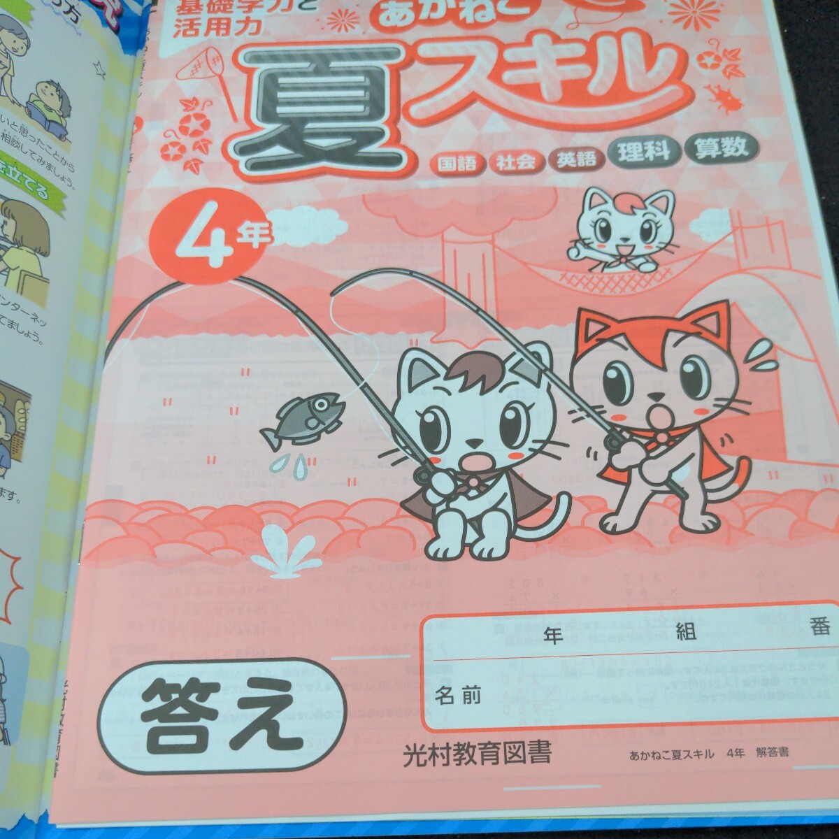 け-038 あかねこ 夏スキル 4年 光村教育図書 問題集 プリント 学習 ドリル 小学生 国語 算数 英語 社会 理科 漢字 テキスト テスト用紙※11_画像6