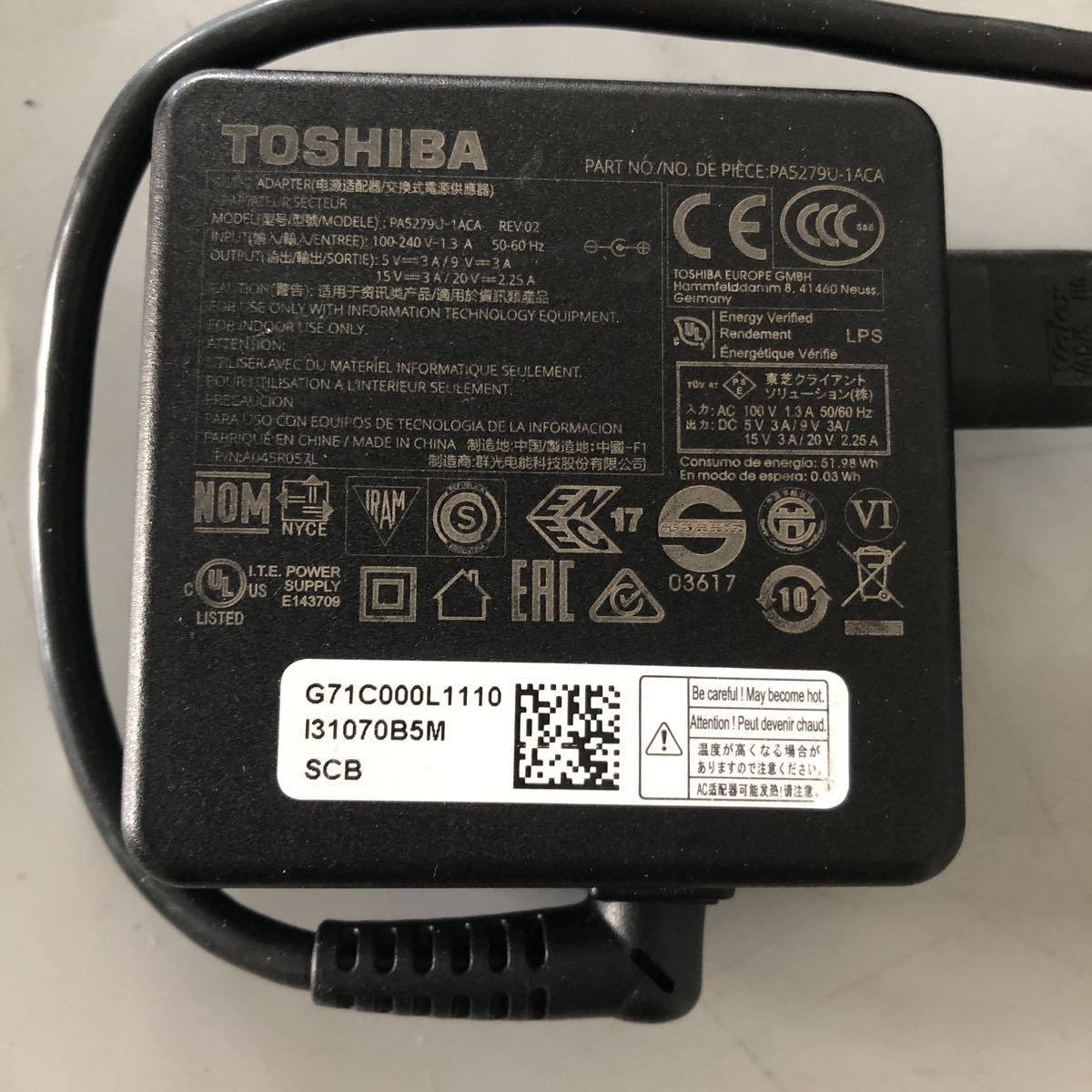  Toshiba TOSHIBA AC адаптор PA5279U-1ACA type C 20V 2.25A JX