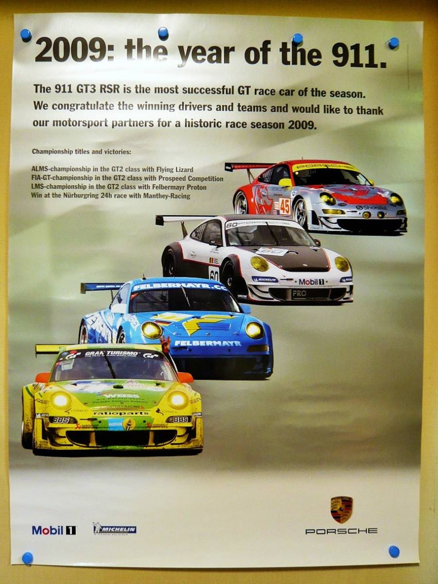  Porsche Motor Sport original 2009y race season 911GT3RSR poster ( new goods )