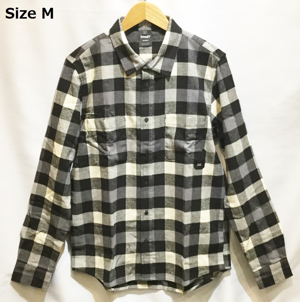 新品未使用 オークリー OAKLEY 401901-02E Icon Flanel Ls Shirt 長袖 ネルシャツ ブロックチェック Black 黒 Mサイズ (JPN:Lサイズ)