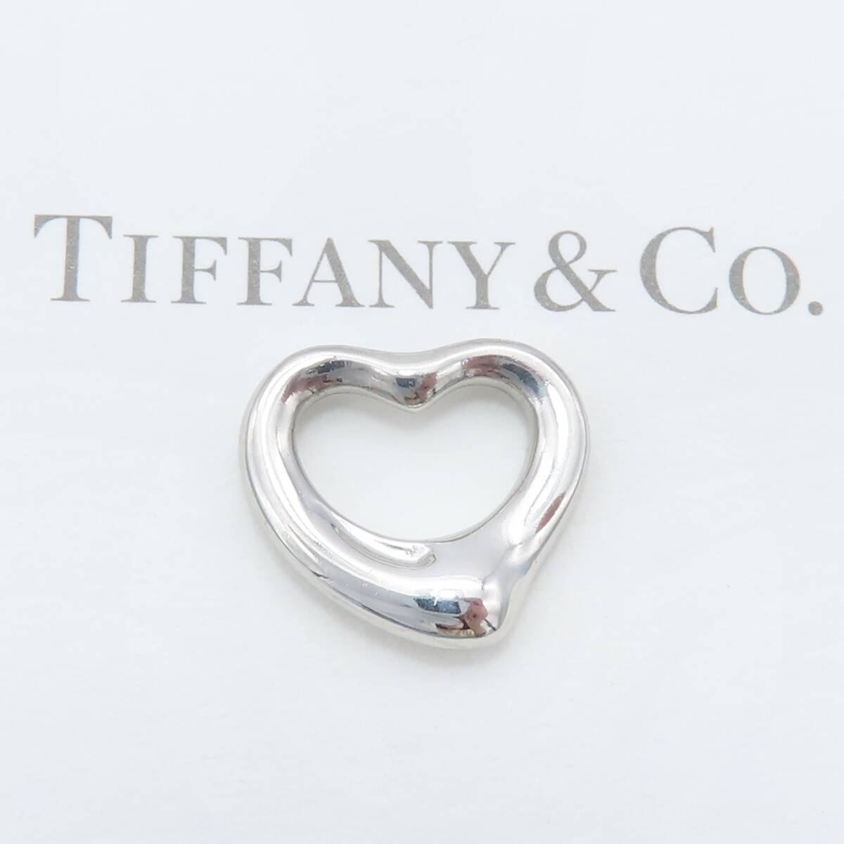 【送料無料】 未使用 Tiffany&Co. ティファニー プラチナ オープン ハート ネックレス トップ PT950 HI32_画像1