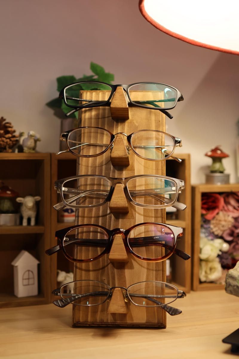 メガネ ラック スタンド 置き ホルダー 木製 アンティーク風 ビンテージ 男前 眼鏡 サングラス 収納 ケース 13pine