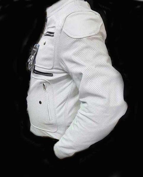 * ultra sib* punching mesh complete ..EURO rider's jacket white Buffalo leather XL size 