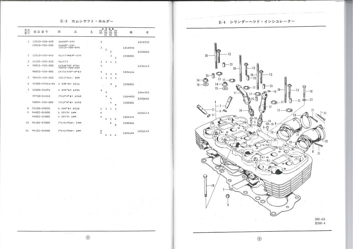 ホンダ CB750 Ｋ１ Ｋ２ Ｋ４パーツリスト　復刻本 HONDA　CB750Four フォア_画像2