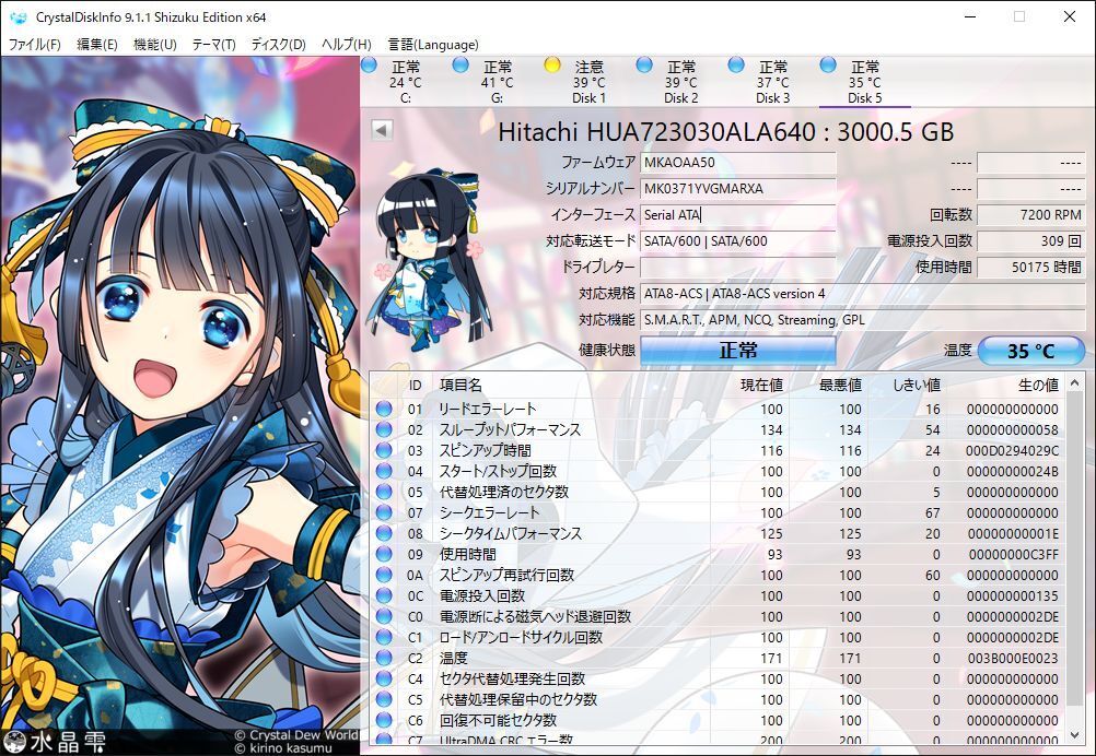HGST 日立 HITACHI 3.5インチHDD 3TB HUA723030ALA640 #10の画像2