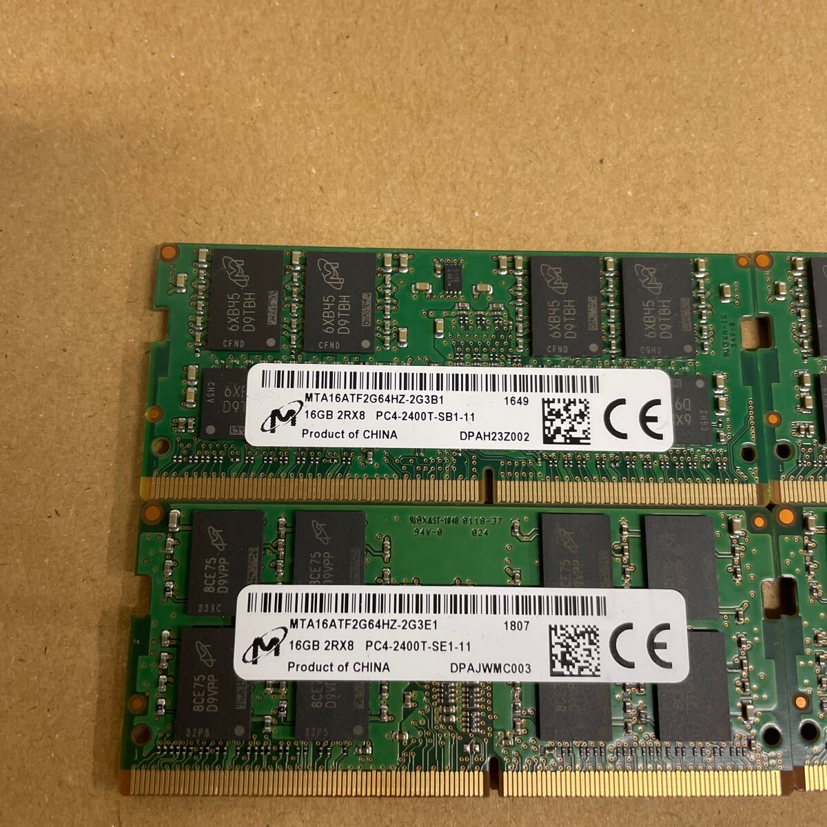 エ100 Micron ノートPCメモリ 16GB 2Rx8 PC4-2400T 4枚  動作確認品の画像2
