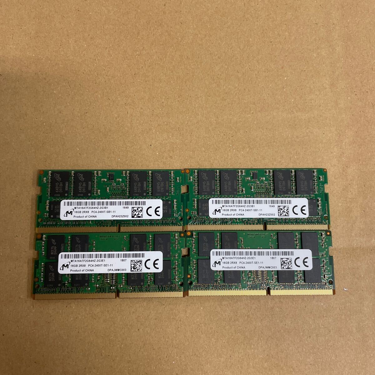 エ100 Micron ノートPCメモリ 16GB 2Rx8 PC4-2400T 4枚  動作確認品の画像1