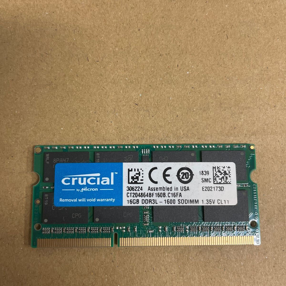 オ23 Crucial ノートPCメモリ 16GB DDR3L-1600 1枚の画像1