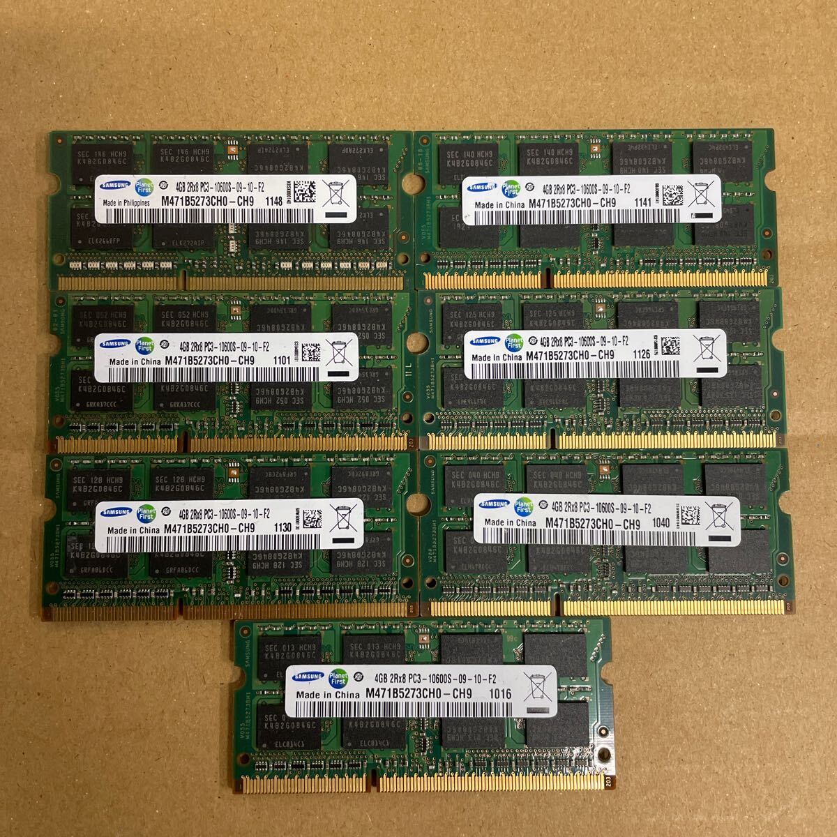 オ35 SAMSUNG ノートPCメモリ 4GB 2Rx8 PC3-10600S 7枚の画像1