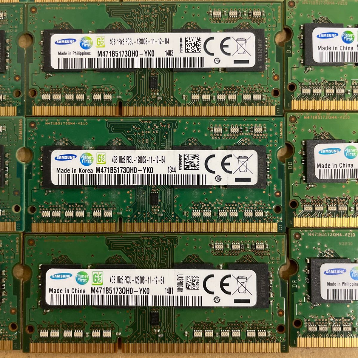オ39 SAMSUNG ノートPCメモリ 4GB 1Rx8 PC3L-12800S 12枚の画像3