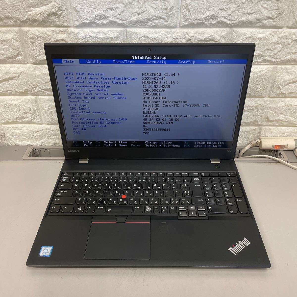 イ23 Lenovo ThinkPad P51S Core i7 7500U メモリ8GB_画像3