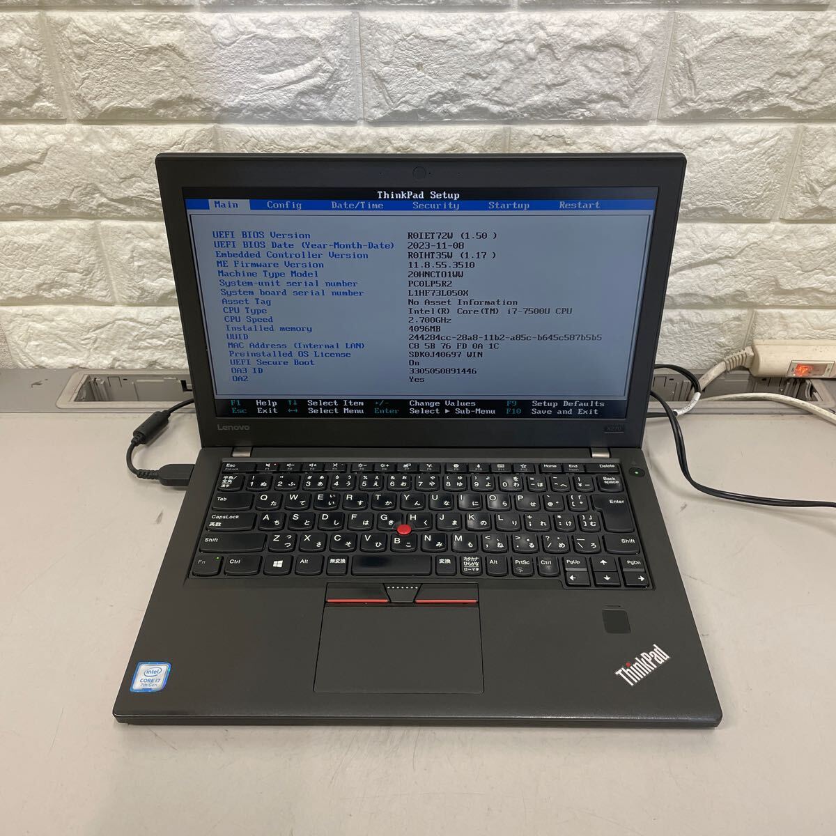 イ25 Lenovo ThinkPad X270 Core i7 7500U メモリ4GB の画像8