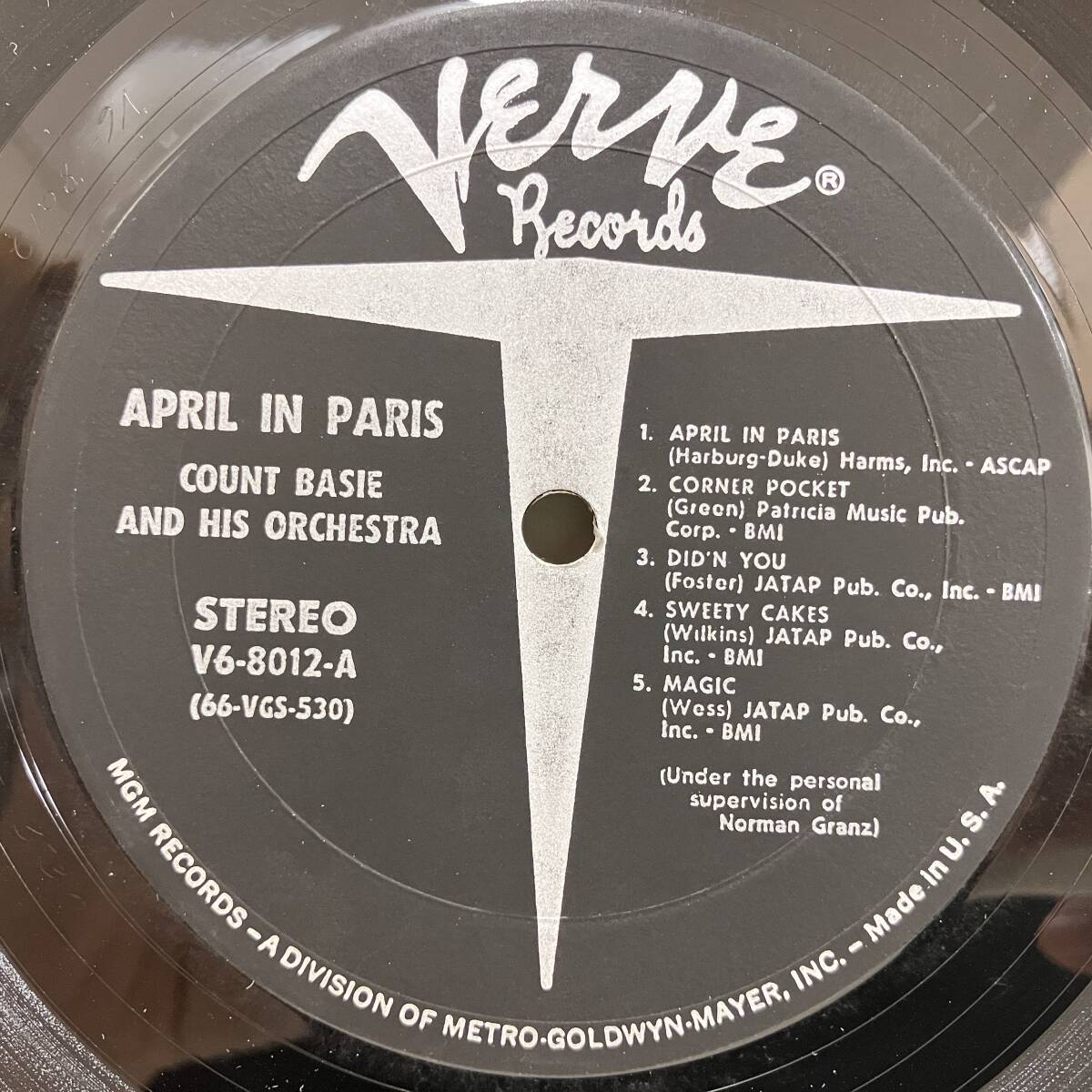 ●即決LP Count Basie / April In Paris v6-8012 j40992 米盤、Mgm黒銀T Dg Stereo_画像3