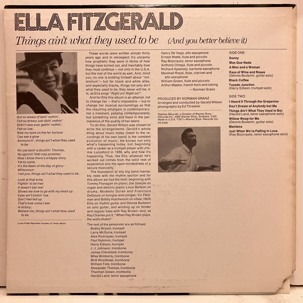 ●即決VOCAL LP Ella Fitzgerald / Things Ain't What They Used to Be Rs6432 jv6673 _画像2