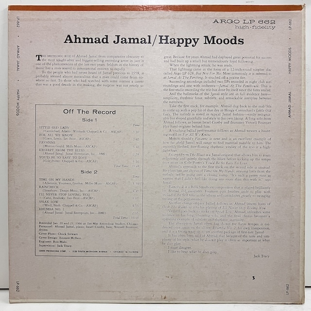 ●即決LP Ahmad Jamal / Happy Moods lps-662 j41114 米盤60年代後半の再発盤、青銀ミゾナシStereo _画像2