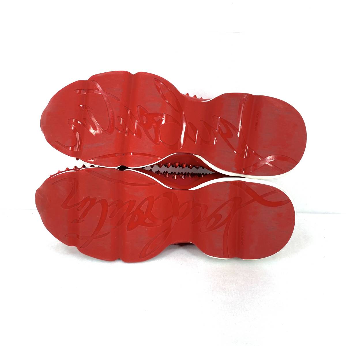 【定価16万円】Christian Louboutin Spike Sock RED size40 1/2 (25.5cm-26cm) スタッズ ローカット スニーカー クリスチャンルブタン_画像6