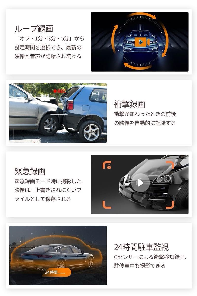ドライブレコーダー 前後カメラ ドラレコ 小型 32GBカード 日本語説明書付き 車関係