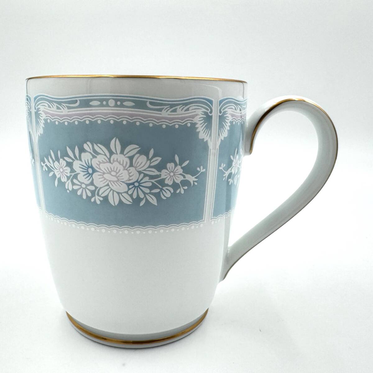 #851 Noritake ノリタケ レースウッドゴールド マグカップ ペアセット 2点セット P9755A/1507 陶器 洋食器_画像2