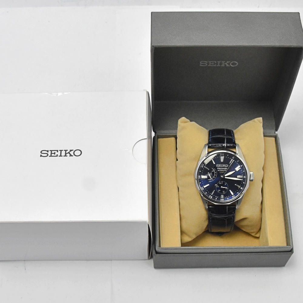 セイコー SEIKO SARF013 プレサージュ オーシャントラベラー GMT パワーリザーブ デイト 自動巻き メンズ 良品 箱付き H#131268_画像10