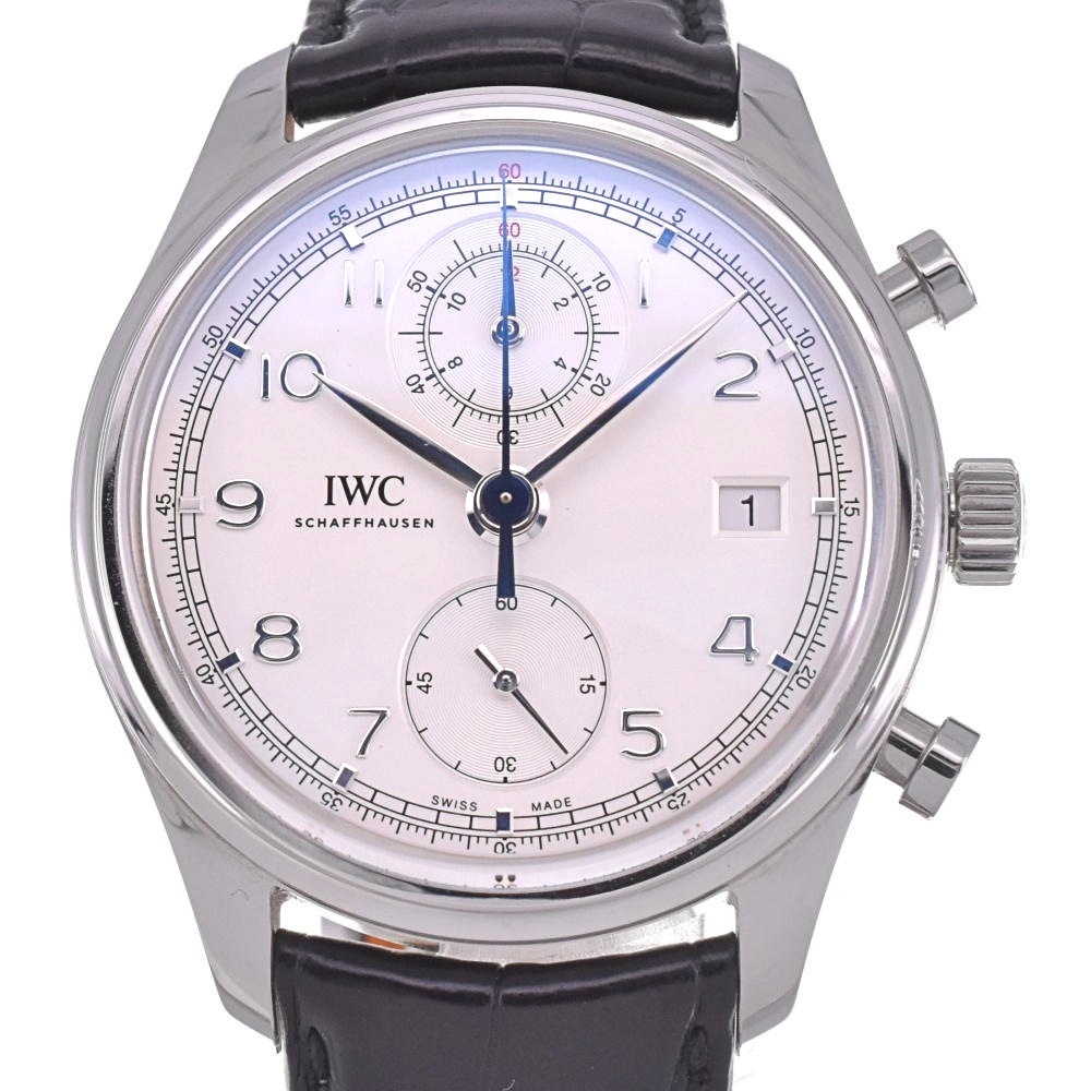 IWC SCHAFFHAUSEN IW390403 ポルトギーゼ クロノグラフ デイト 自動巻き メンズ 美品 内箱・保証書付き H#131117_画像1