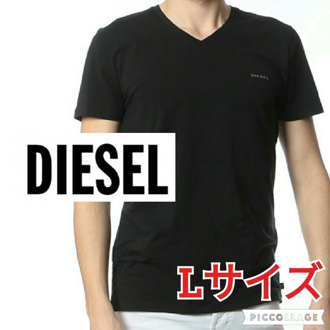 新品【ディーゼルLサイズ黒 ワンポイント Tシャツ】 Vネックメンズ DIESEL アメカジ ブランド アパレル プレゼント ブラック ワンポイント_画像1