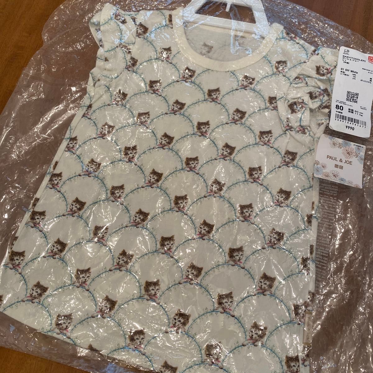 新品　UNIQLO  ユニクロ ポール&ジョー　半袖 トップス 猫　80cm 女の子　夏服