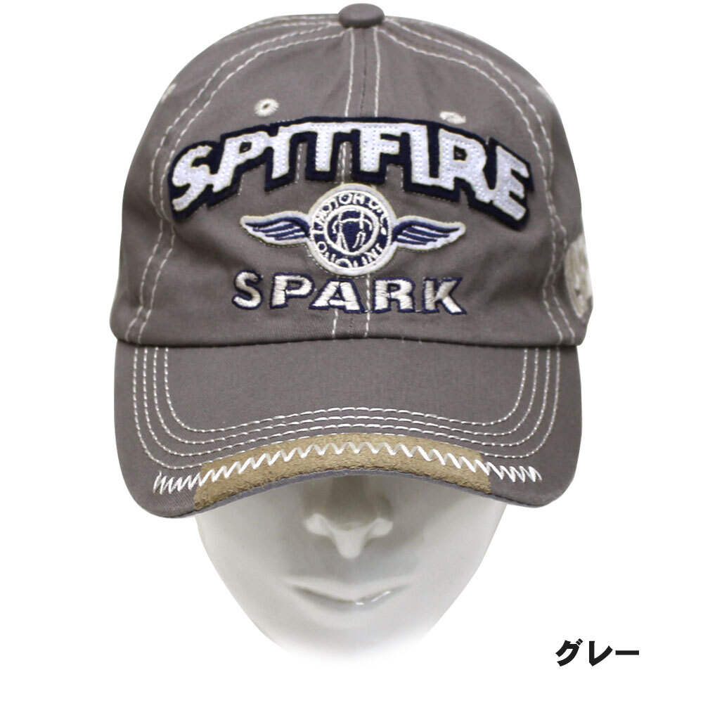 SALE 帽子 コットン キャップ SPARK グレー　アメカジ メンズ レディース CAP 春夏 秋冬 バイカー ★土日祝は発送お休み★_画像2