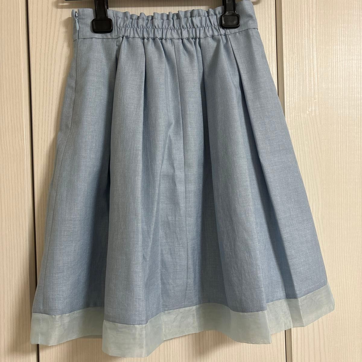 スカート　膝丈スカート　Rew de Rew  34サイズ　日本製　可愛い　ブルー　水色　かわいい　フレアースカート ひざ丈