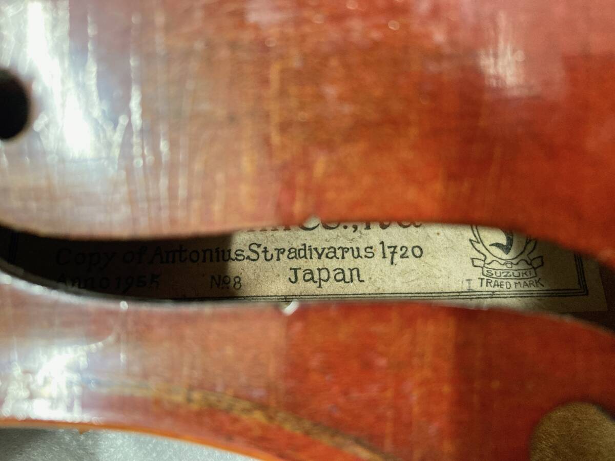 【06】2挺まとめ MASAKICHI SUZUKI NO.34 / SUZUKI Violin Copy of Antonius Stradivarus 1720 Anno 1955 NO8 バイオリン 弦楽器_画像4
