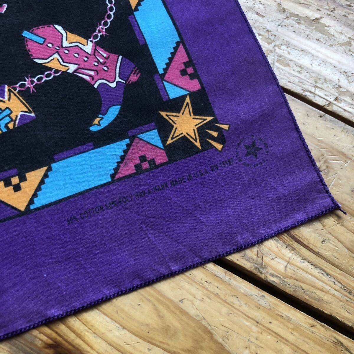  free shipping Vintage bandana HAV-A-HANK is ba handle k western boots purple total pattern Made in USA America buying up Vintage A0976