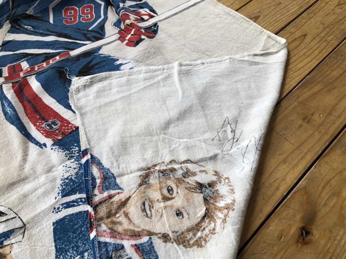 USAヴィンテージ アイスホッケー Wayne Gretzky ベッドシーツ スポーツ リメイク生地 素材 フラットシーツ アメリカ仕入 B2104_画像9