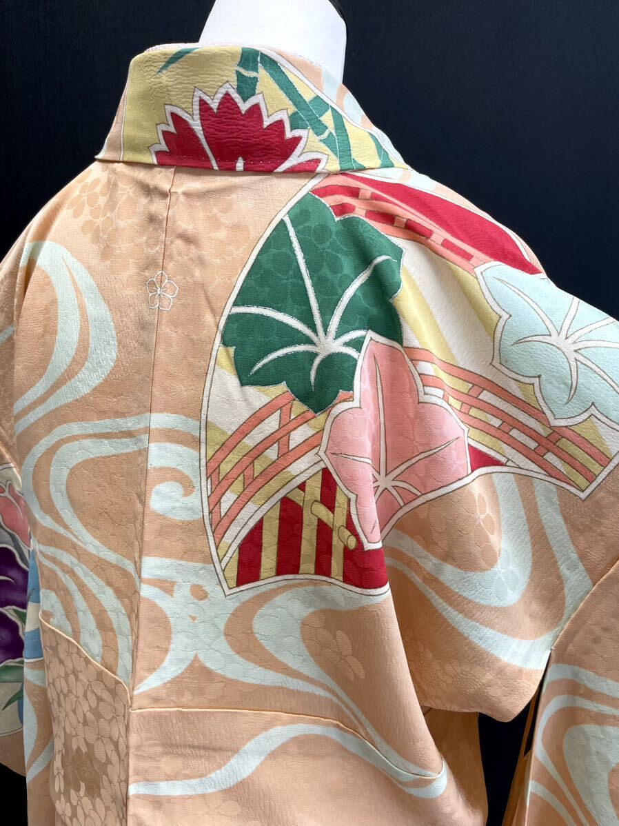  античный кимоно *.. металлический линия одиночный .... выходной костюм Taisho роман натуральный шелк кимоно ... Nara магазин 