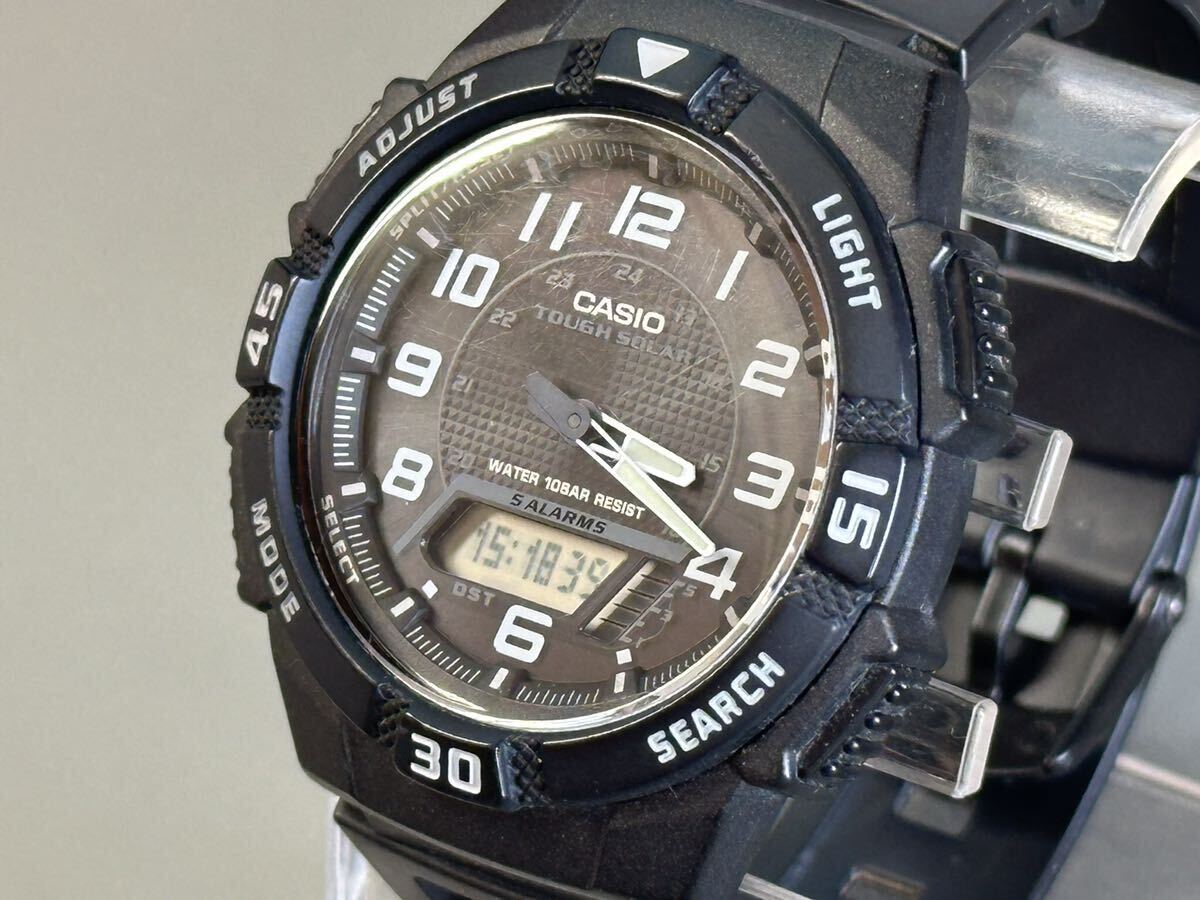 1円〜◆カシオ CASIO スタンダード タフソーラー AQ-S800W アナデジ メンズ腕時計 稼働品_画像2