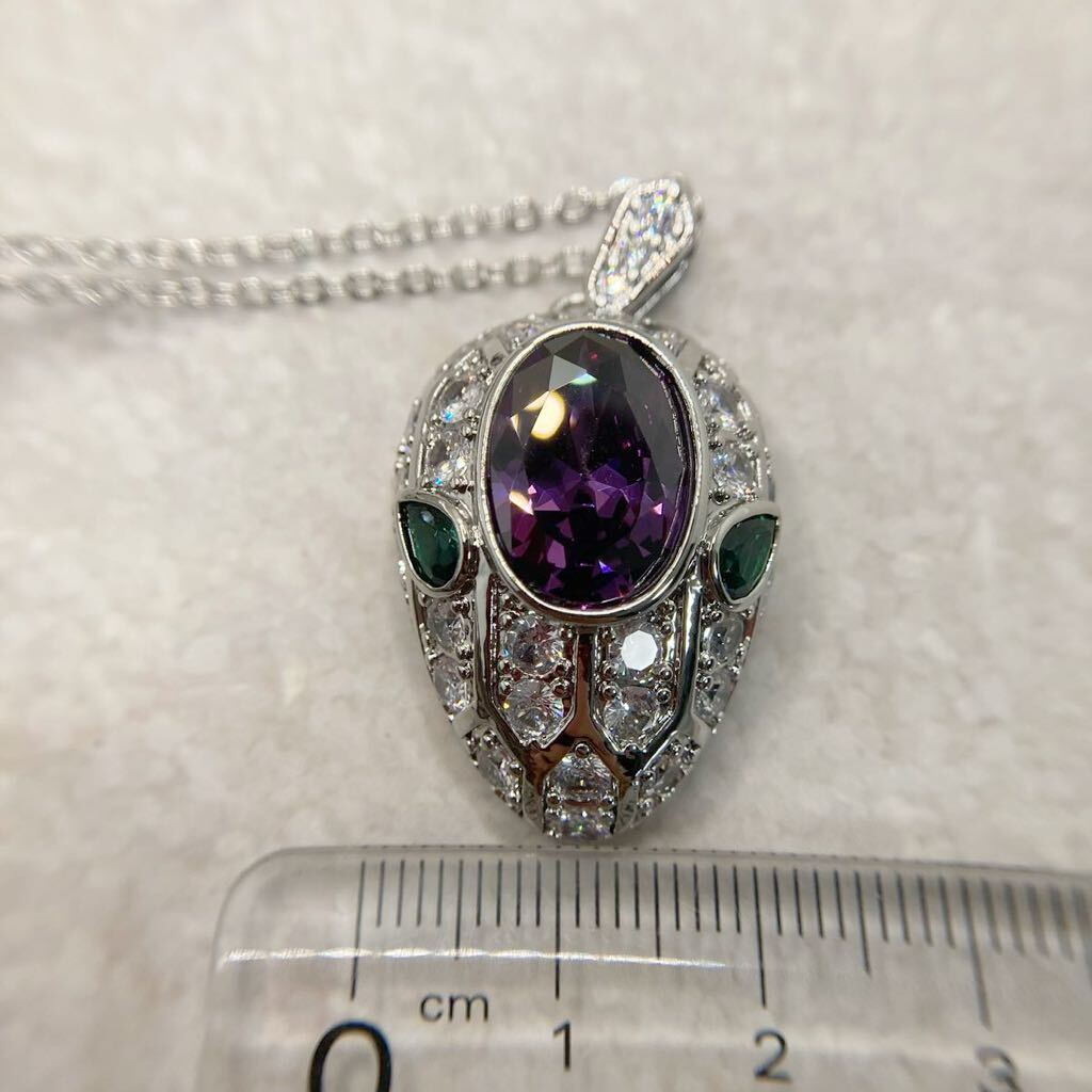  amethyst . emerald. Sune -k head pendant * lady's necklace silver accessory color stone gorgeous new goods gem Y-RSHOP